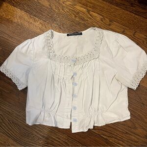brandy melville baby blue cropped peasant blouse!